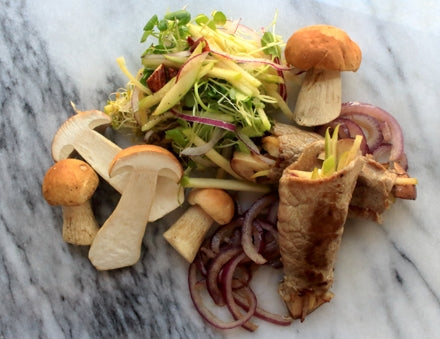 Beef ballotine stuffed with Porcini and Green apples