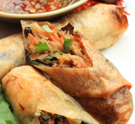 Oysters and American Wood Ears Spring Rolls