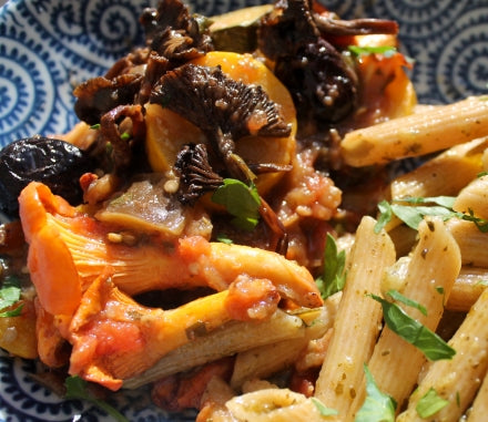 Winter chanterelle ratatouille